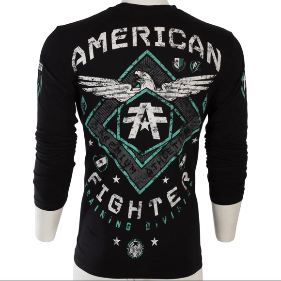 American Fighter Mens Long Sleeve Shirt ABRAHAM Premium Athletic Black S-3XL - Picture 6 of 13